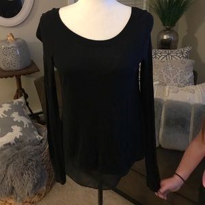 Black express top with sheer underlay